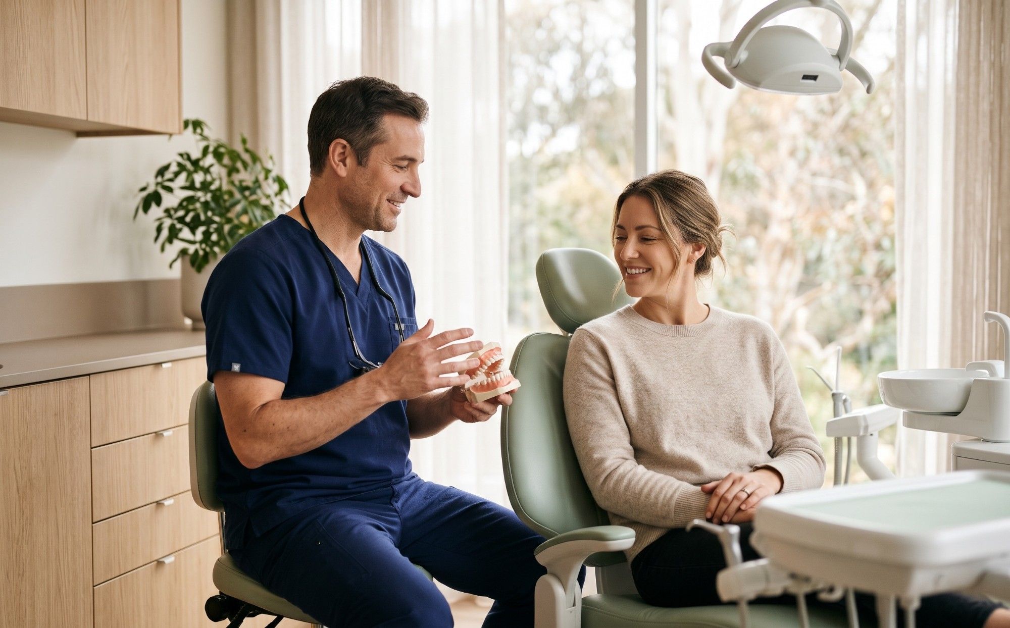 Dentist with patient